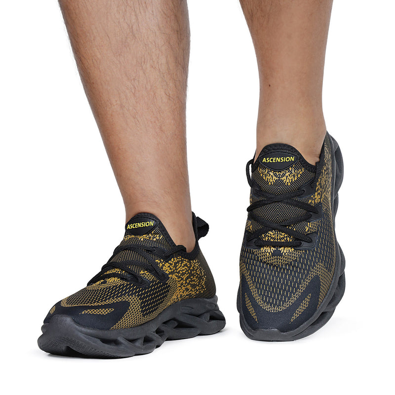 Tênis Masculino Ascension Nuvem - Preto e Dourado | Conforto e Versatilidade